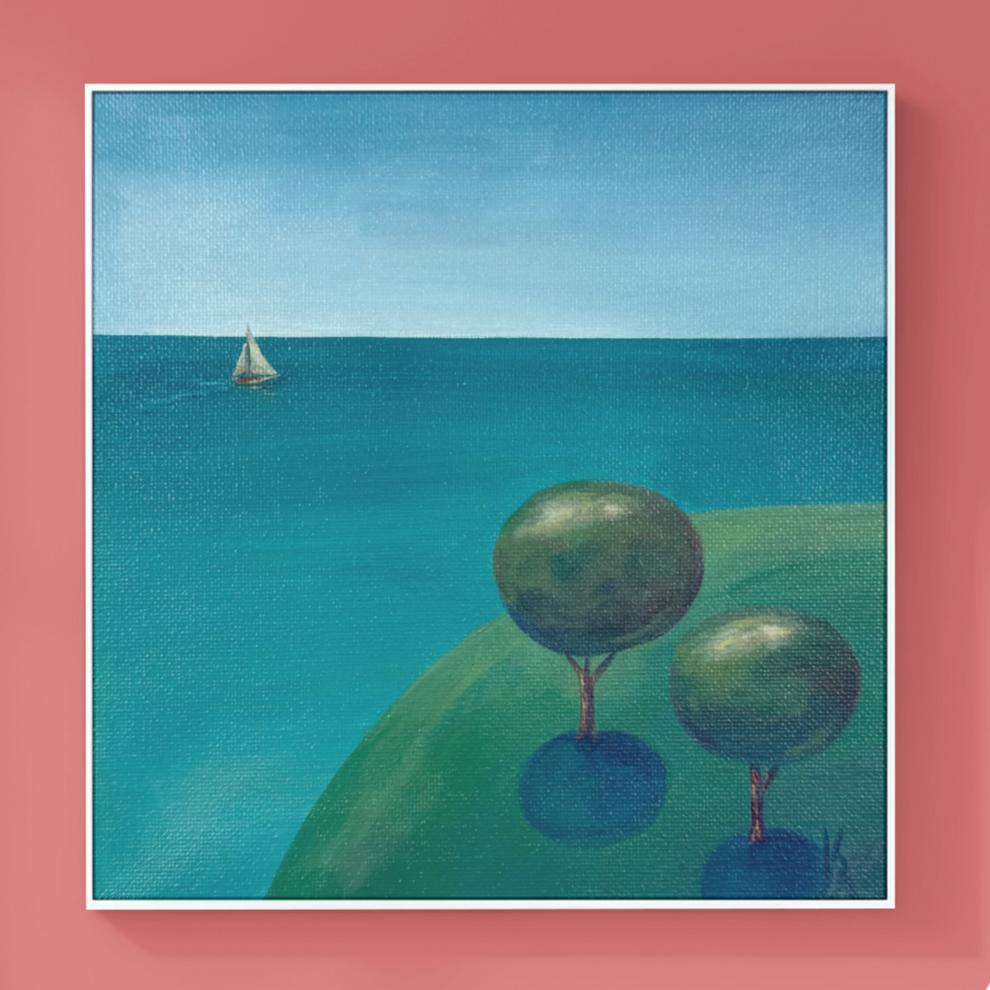 Cozy hills. Sailboat
