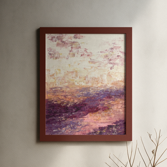 Flower wave. Evening... Art, decor, optimistic original signed abstract landscape painting on canvas