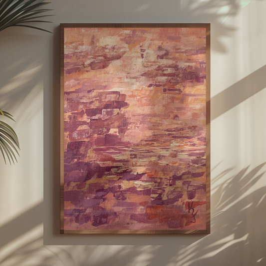 Velvet sunset... Art, decor, original sunset landscape painting on canvas