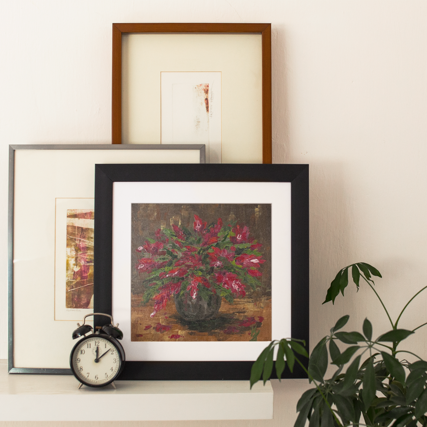 Christmas crimson cactus. Print