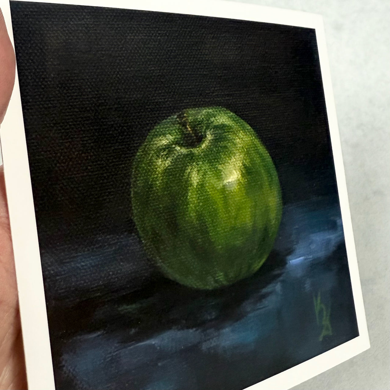 Granny apple. Slate. Fine Art Print from original painting. Giclée Print.