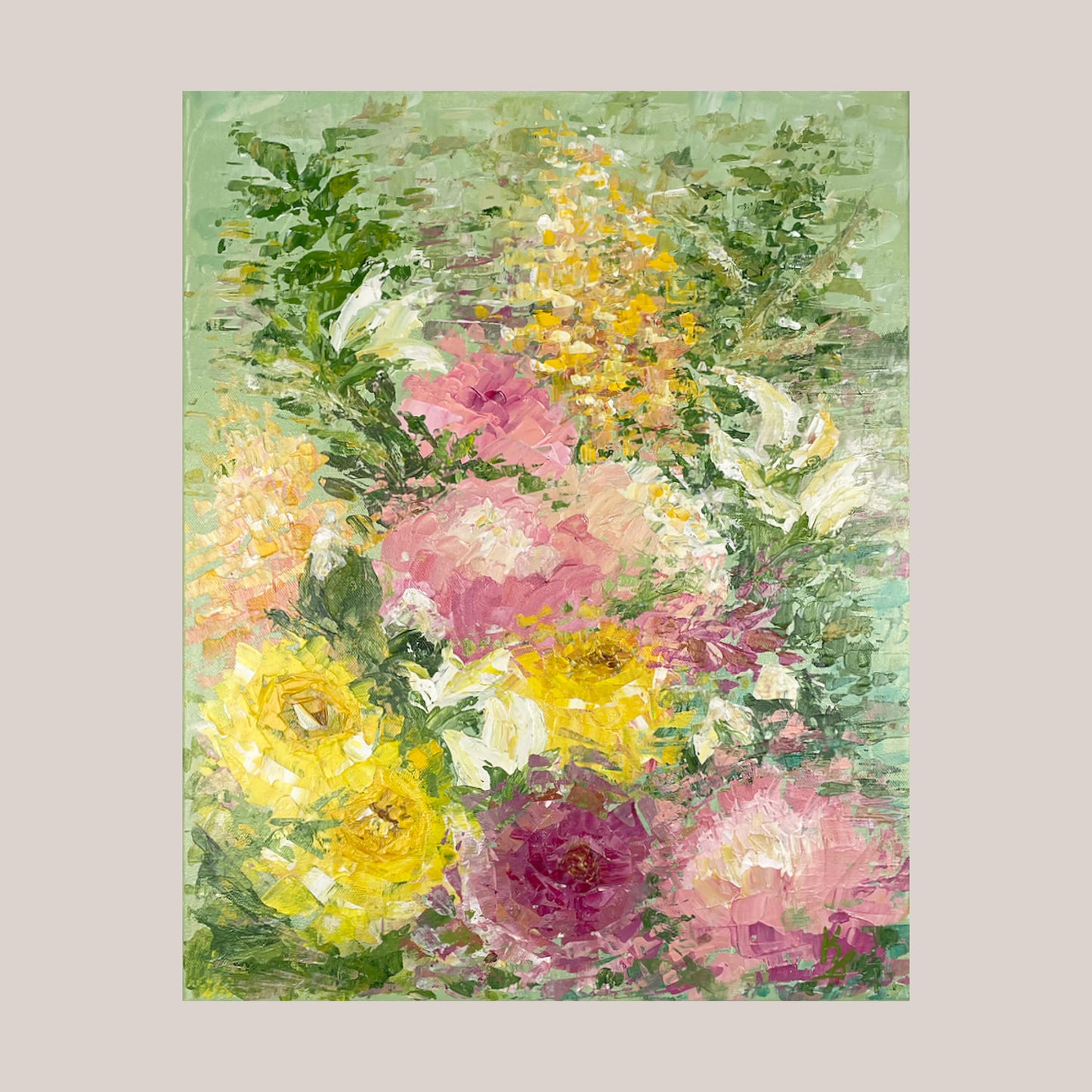 My painted garden. Pink bouquet