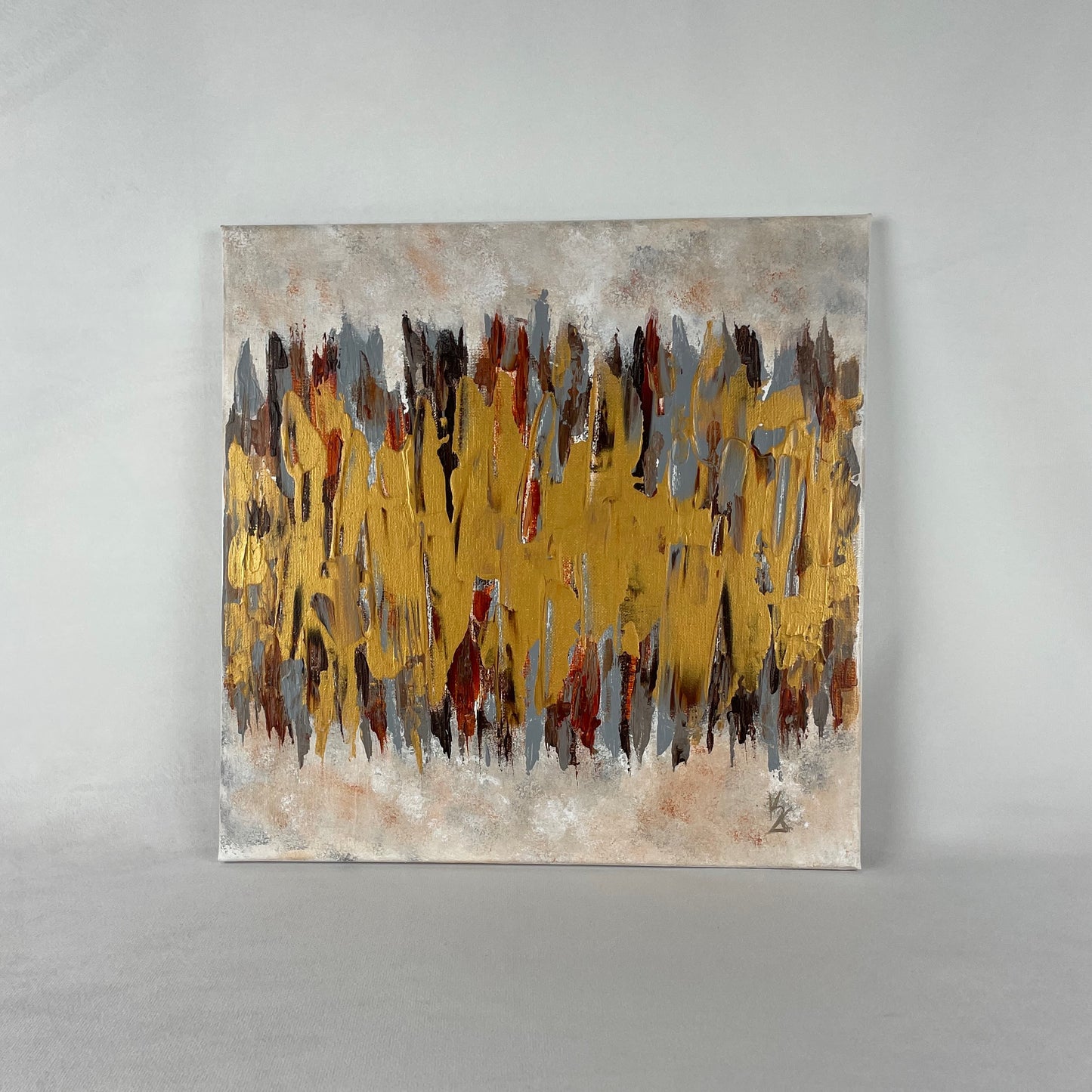 Wood gold... Original acrylic abstract painting on canvas