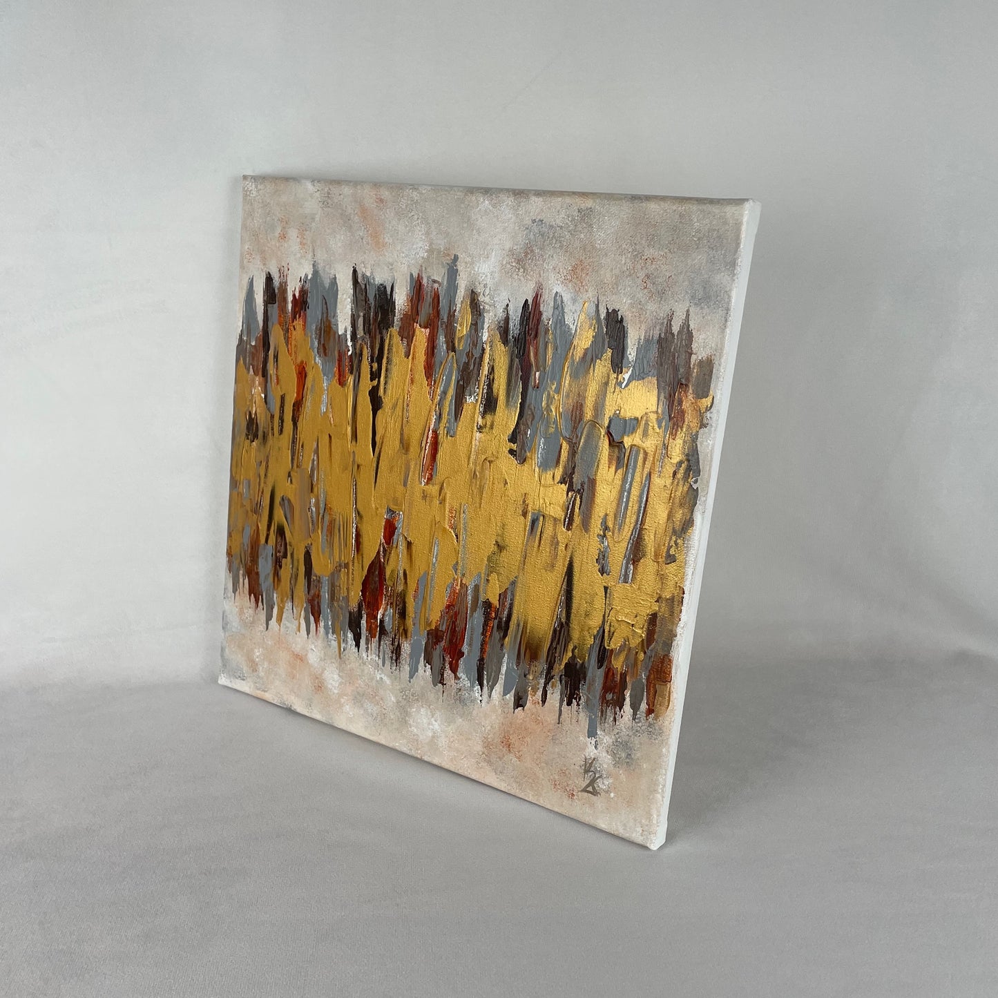 Wood gold... Original acrylic abstract painting on canvas