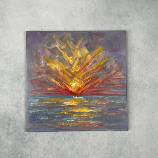 Sun explosion... Original acrylic landscape painting on canvas