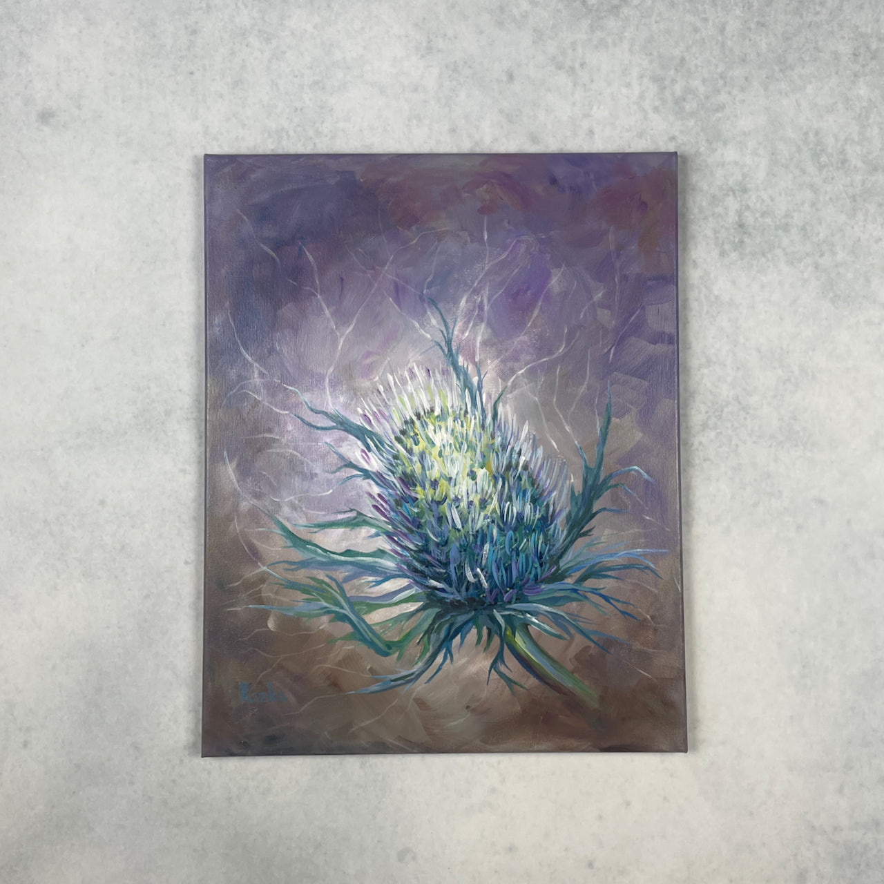 Power... Original acrylic burdock painting on canvas