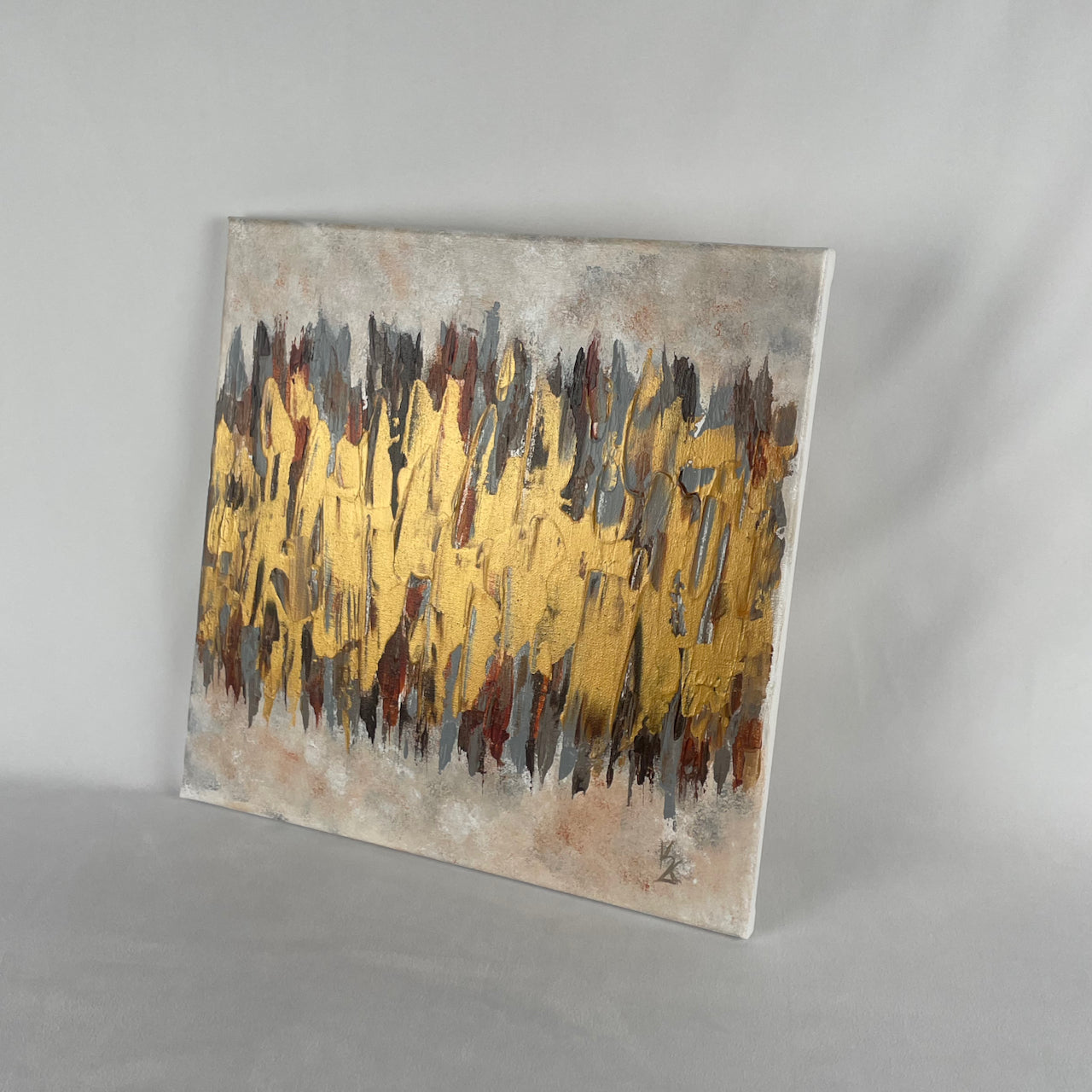 Wood gold... Original acrylic abstract painting on canvas