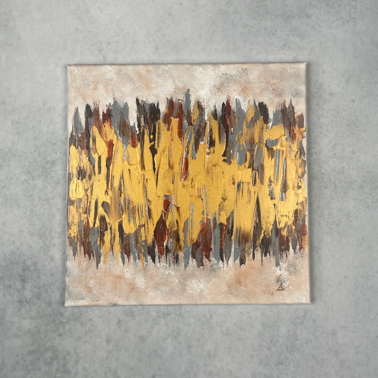 Wood gold... Original acrylic abstract painting on canvas