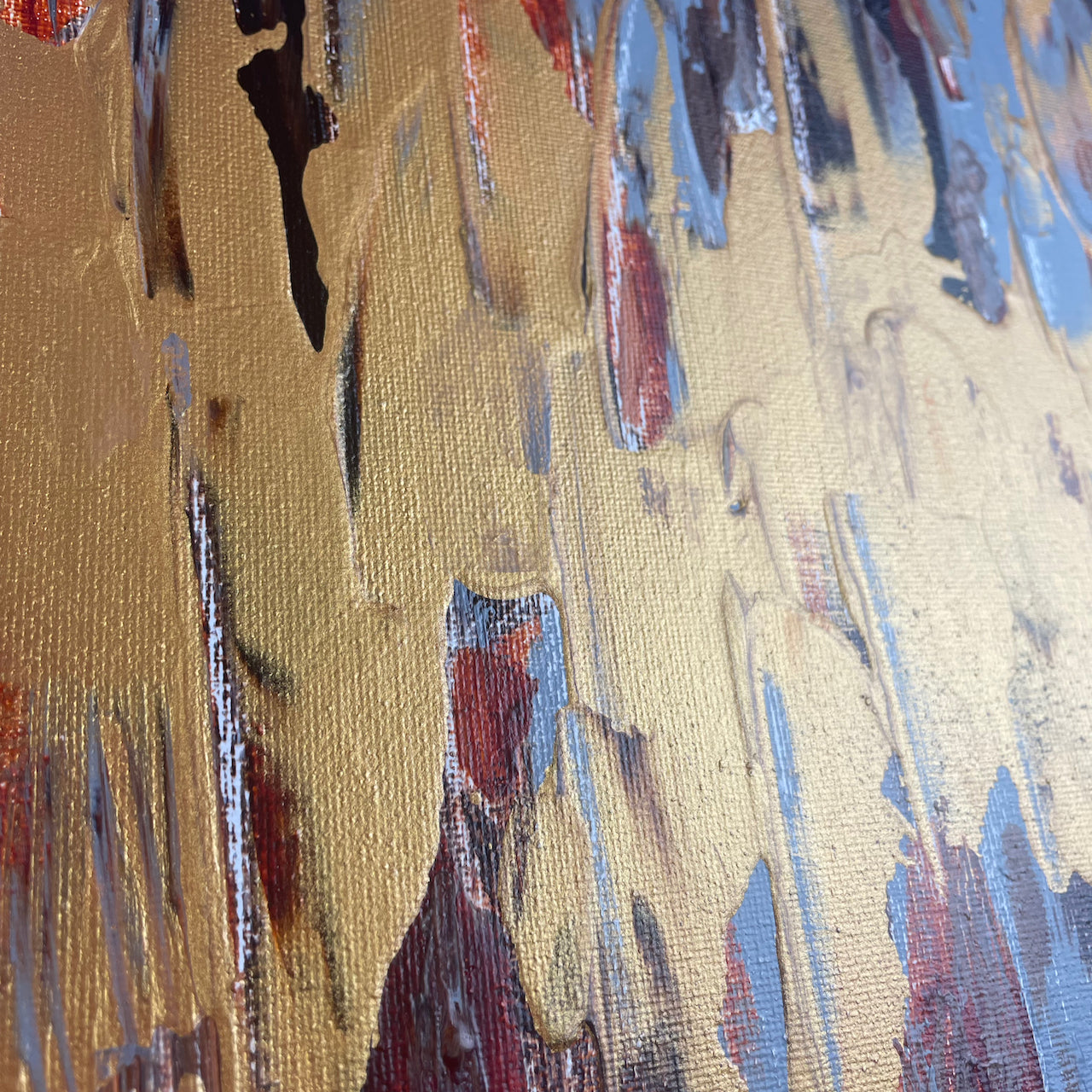 Wood gold... Original acrylic abstract painting on canvas