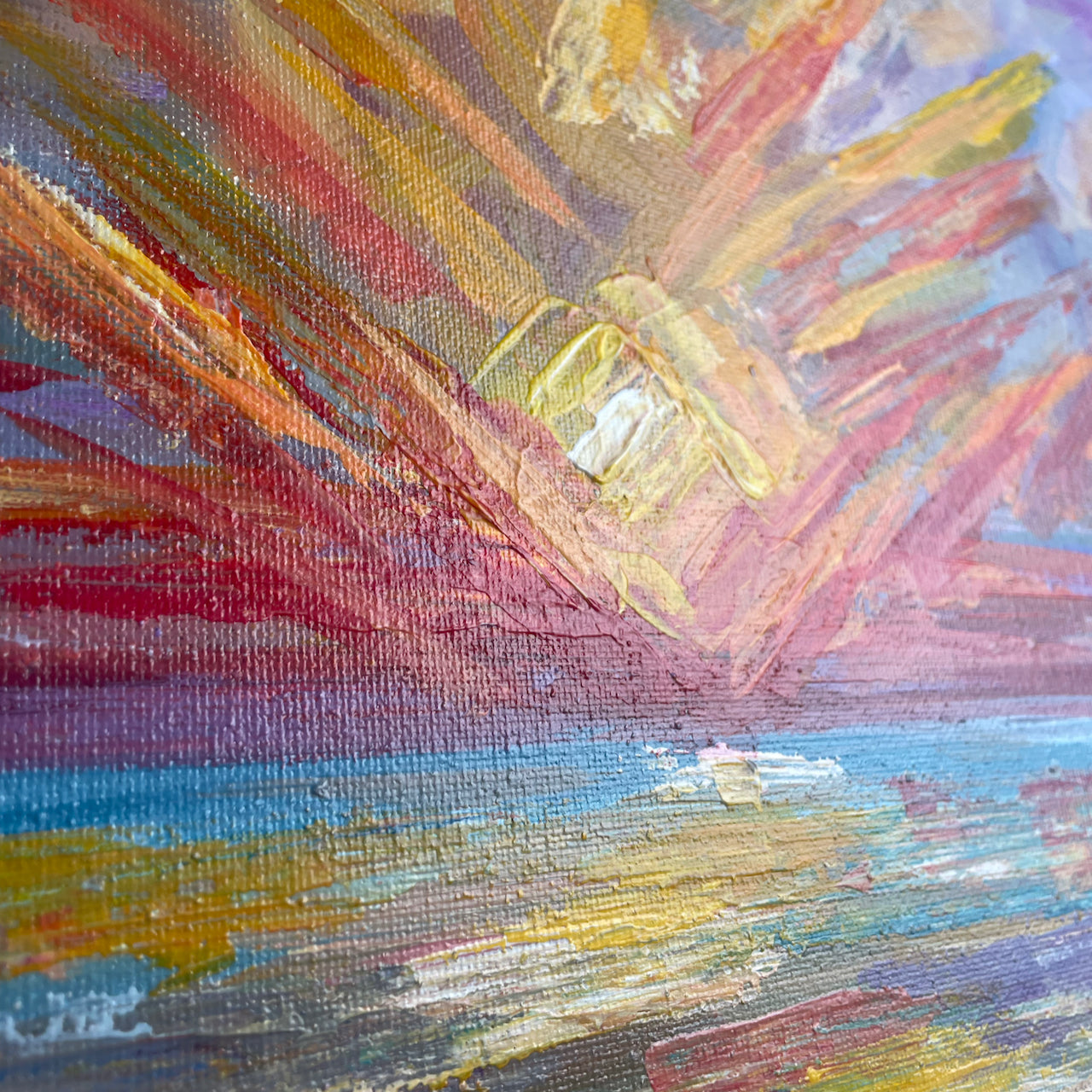 Sun explosion... Original acrylic landscape painting on canvas