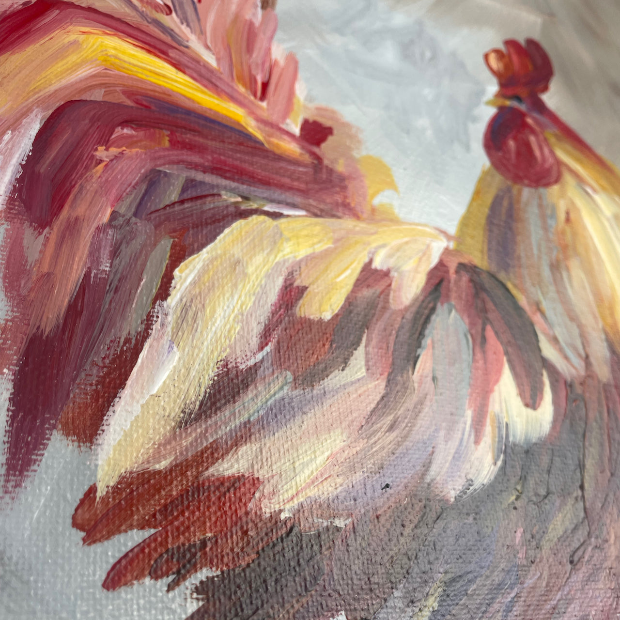 Rooster Red... Original acrylic painting on canvas