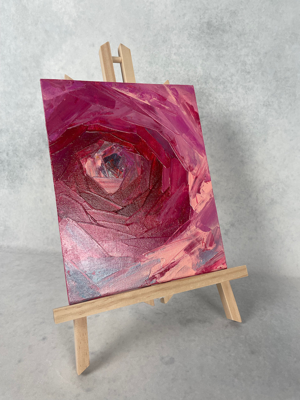 Deep feelings. Rose... Optimistic original acrylic abstract flower painting on canvas