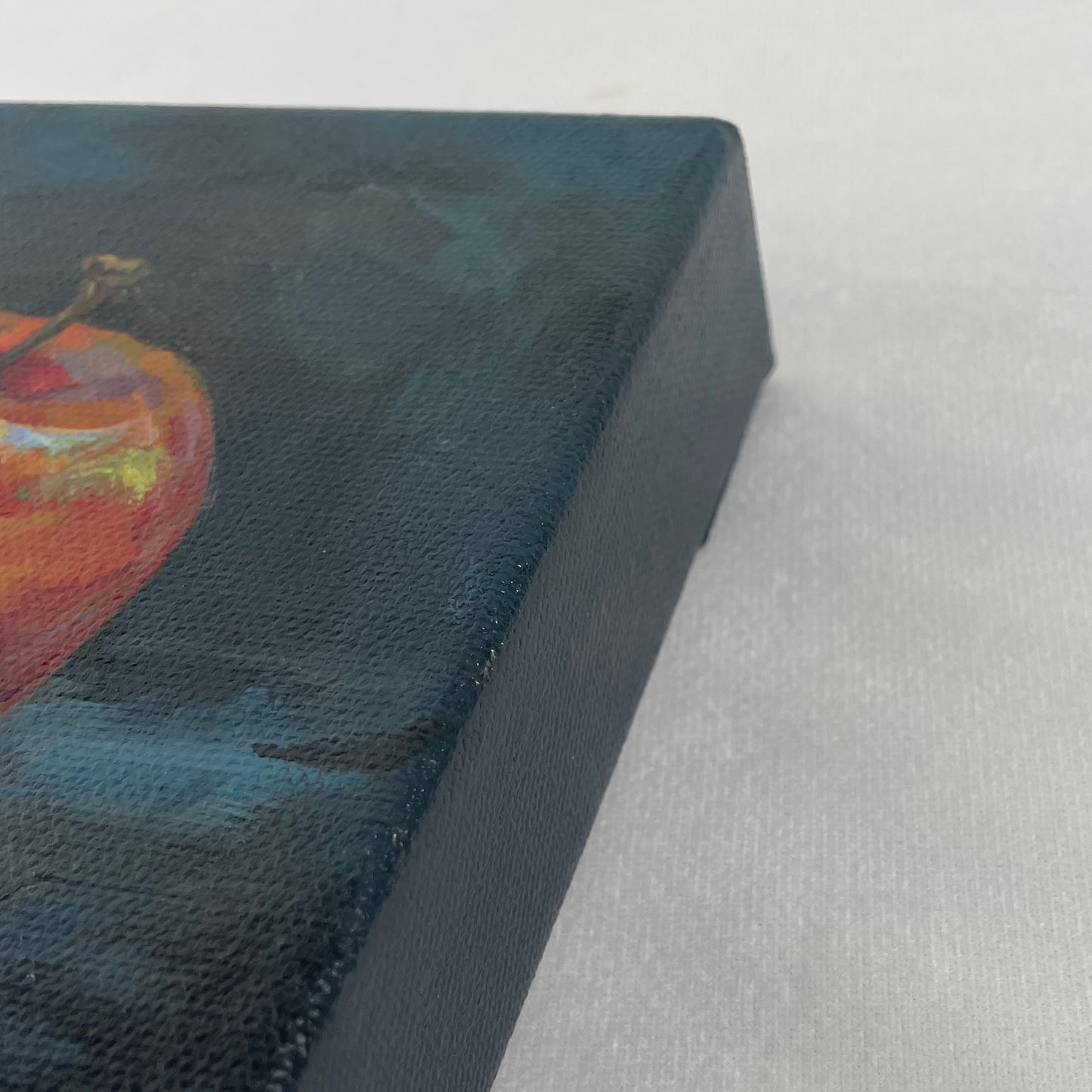 Apple. Slate... Optimistic original small acrylic fruit painting on canvas