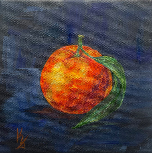 Orange. Indigo.  Fine Art Print from original painting. Giclée Print.