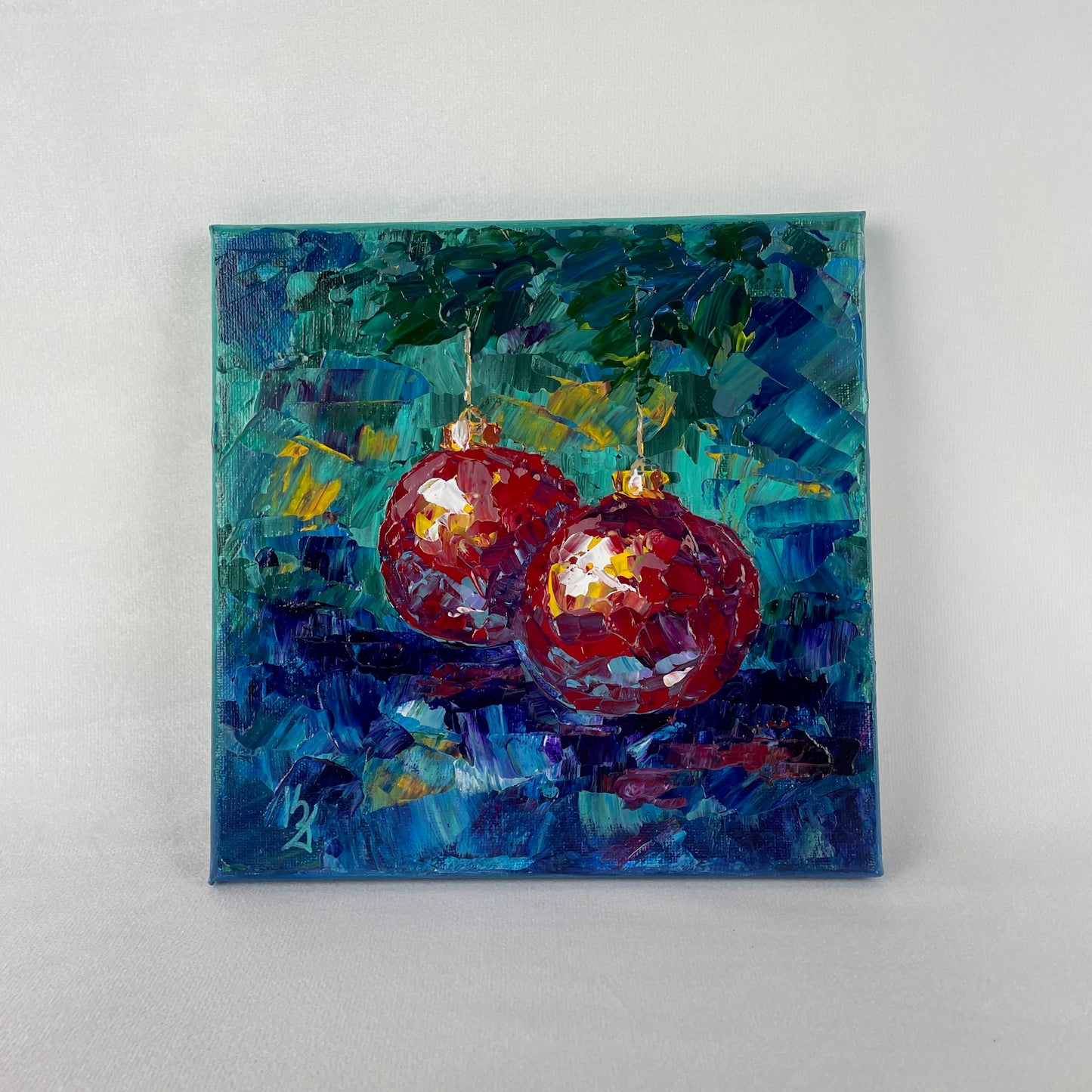 Festive Christmas... Optimistic original acrylic impasto (3D) painting on canvas