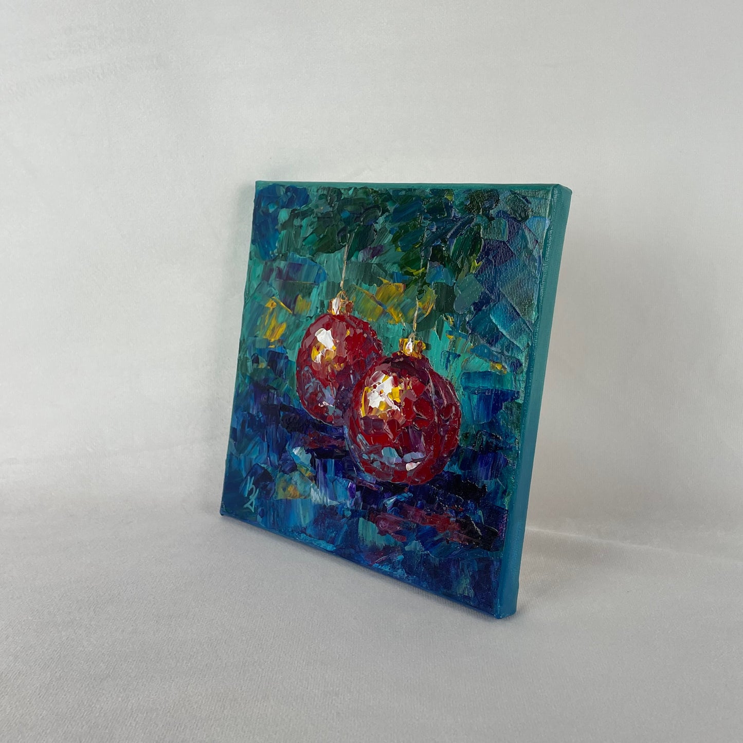 Festive Christmas... Optimistic original acrylic impasto (3D) painting on canvas