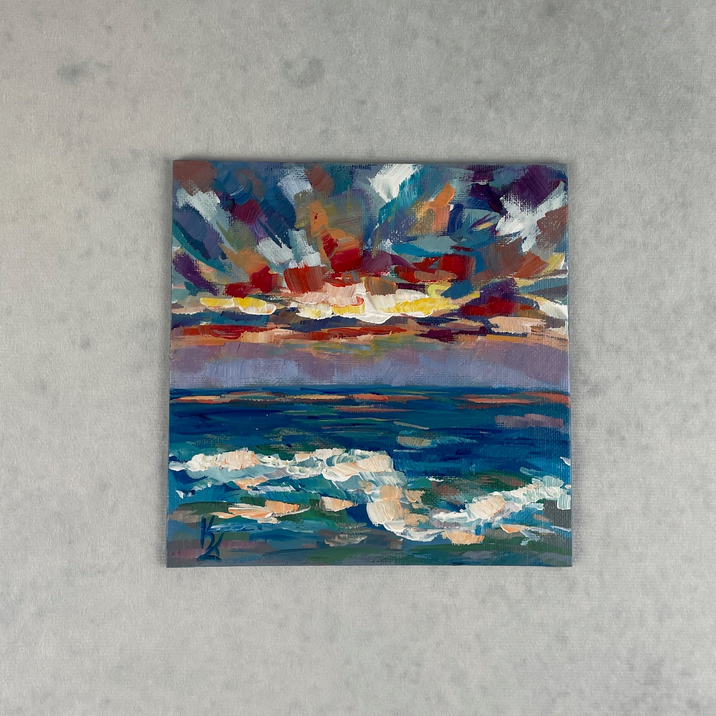 Blooming sunset... Original acrylic seascape painting on canvas