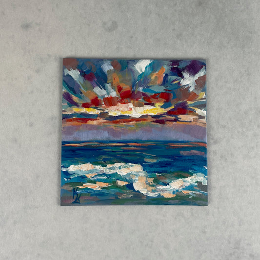 Blooming sunset... Original acrylic seascape painting on canvas