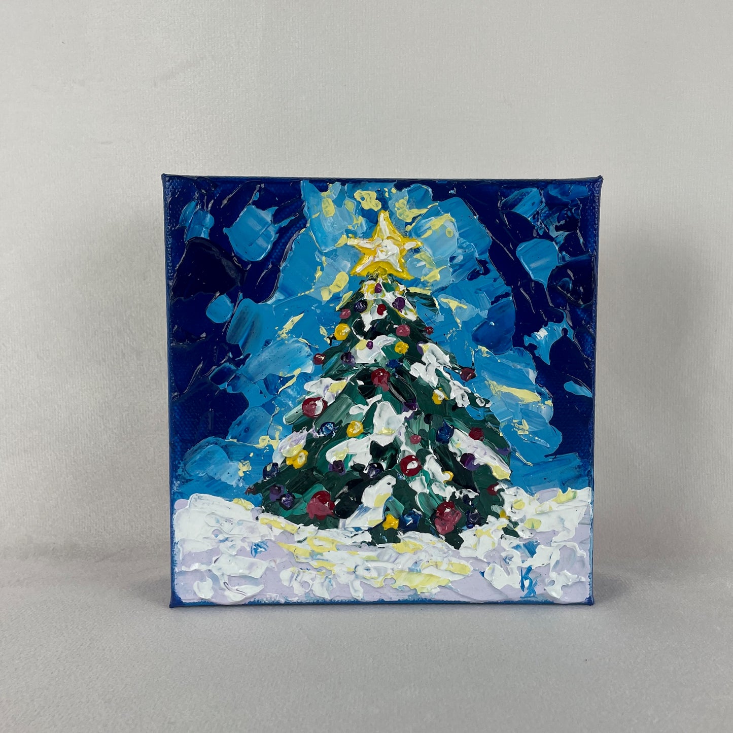 Sparkling Tree... Optimistic original acrylic impasto (3D) painting on canvas