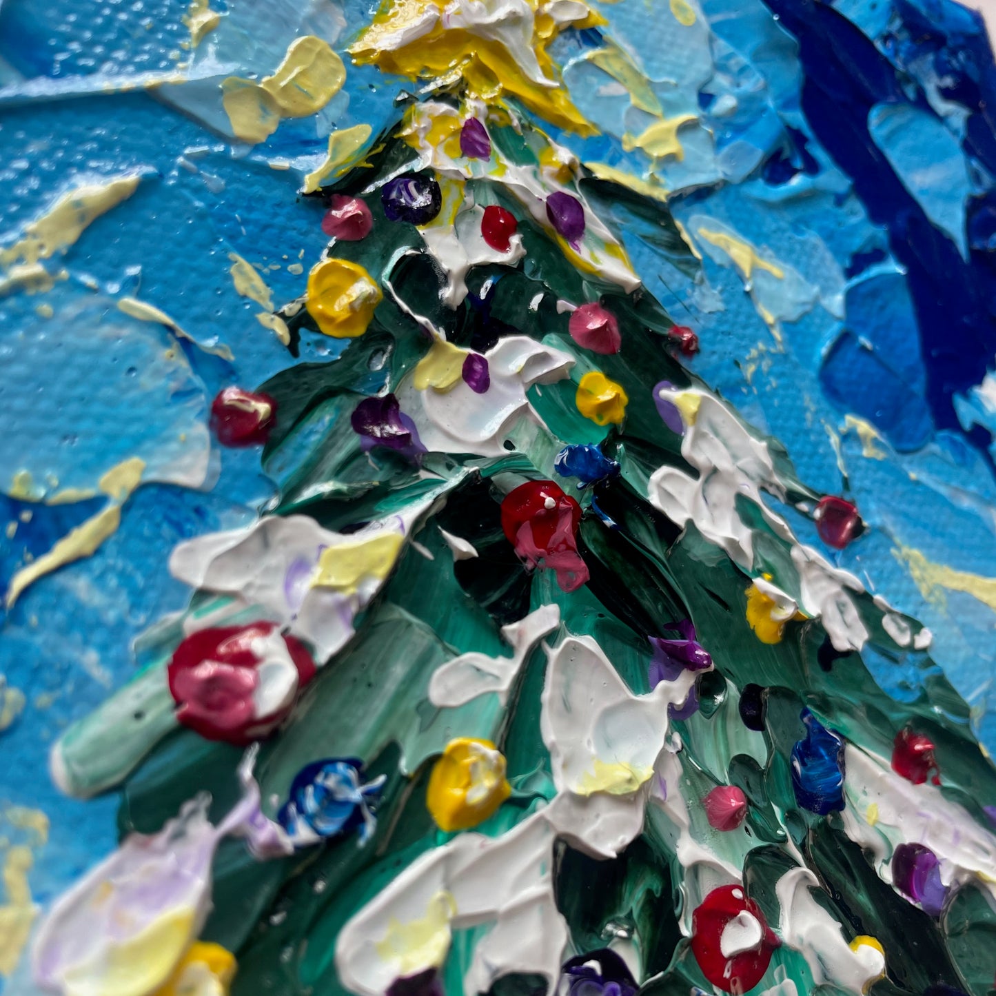 Sparkling Tree... Optimistic original acrylic impasto (3D) painting on canvas