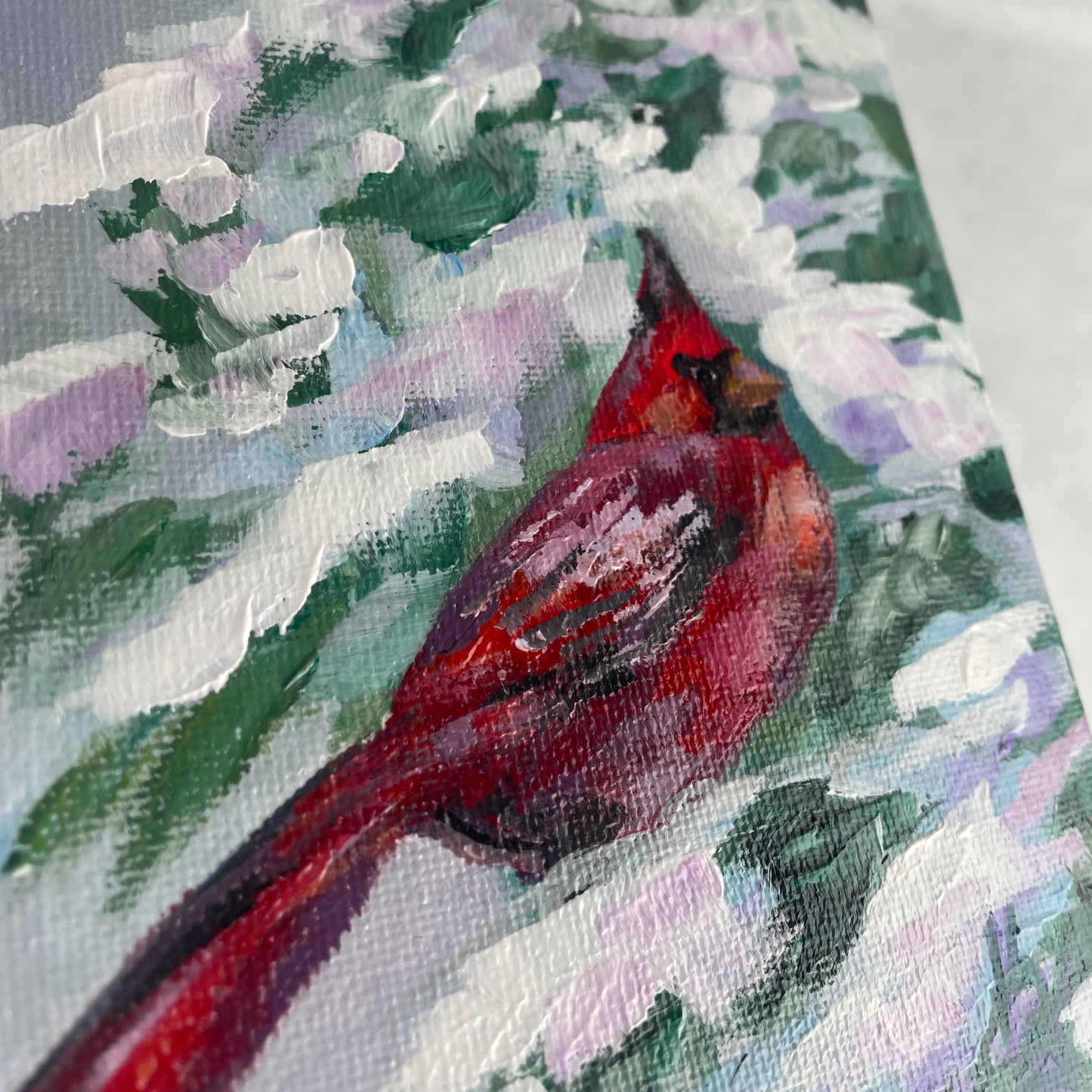 Snow birds... Art set, decor, optimistic original paintings on canvas, cardinal, chickadee,Christmas gift