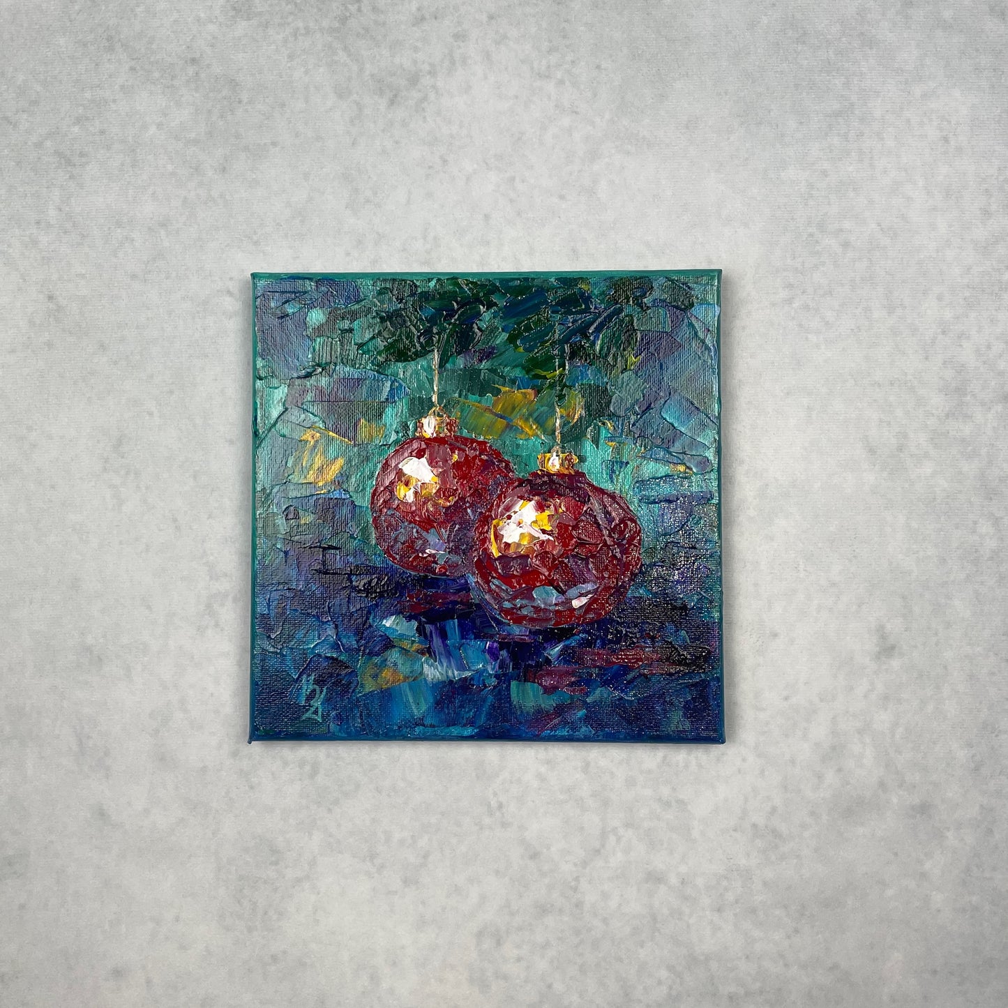 Festive Christmas... Optimistic original acrylic impasto (3D) painting on canvas