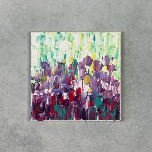 Spring flowers... Optimistic original acrylic abstract painting on canvas