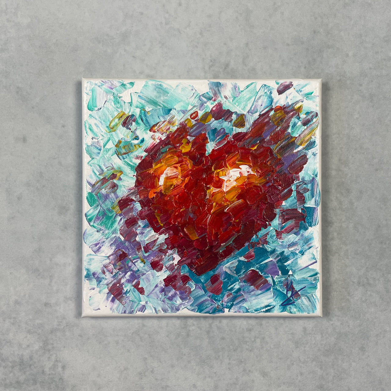 Heart beat... Optimistic original acrylic painting on canvas