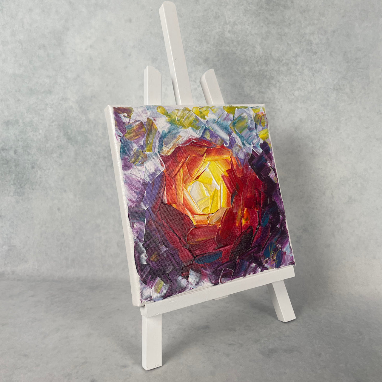 Roses fire... Optimistic original acrylic painting on canvas