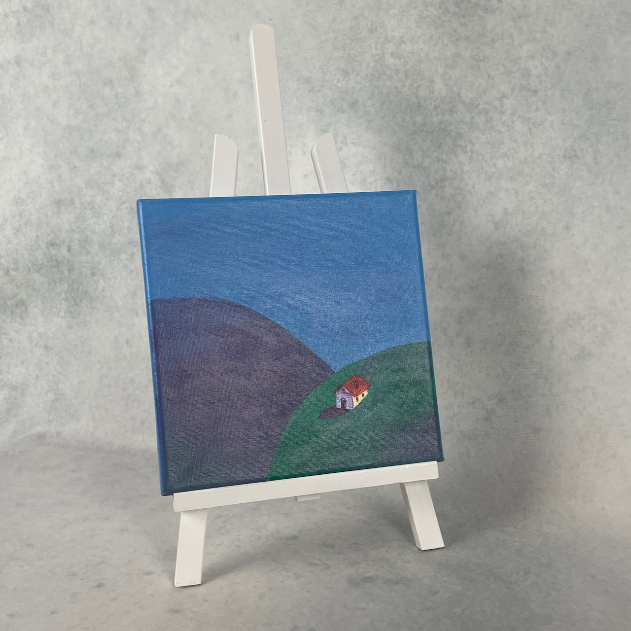 Cozy way home. Tiny house... Optimistic original acrylic painting on canvas