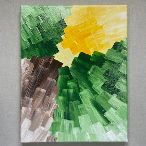 Sunny vibes. Green... Original acrylic abstract painting on canvas