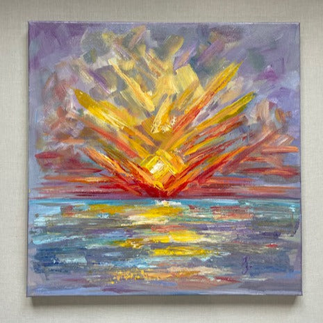 Sun explosion... Original acrylic landscape painting on canvas