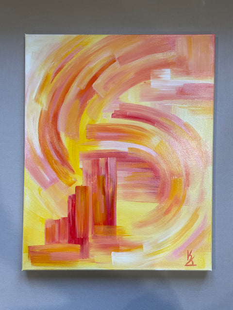 City energy... Optimistic original acrylic abstract painting on canvas large