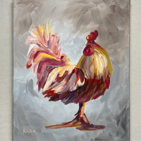 Rooster Red... Original acrylic painting on canvas