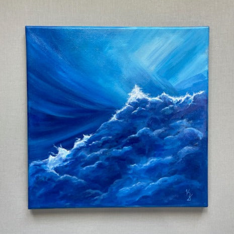 You can climb the sky... Optimistic original acrylic sky painting on canvas