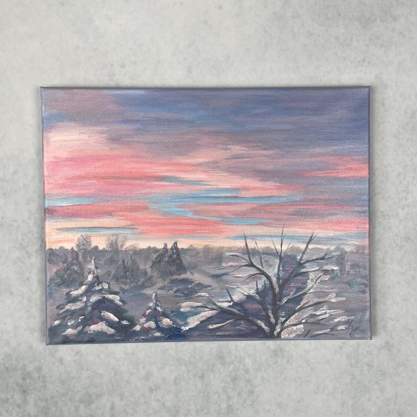Winter river... Art, original signed landscape painting on canvas, wall decor