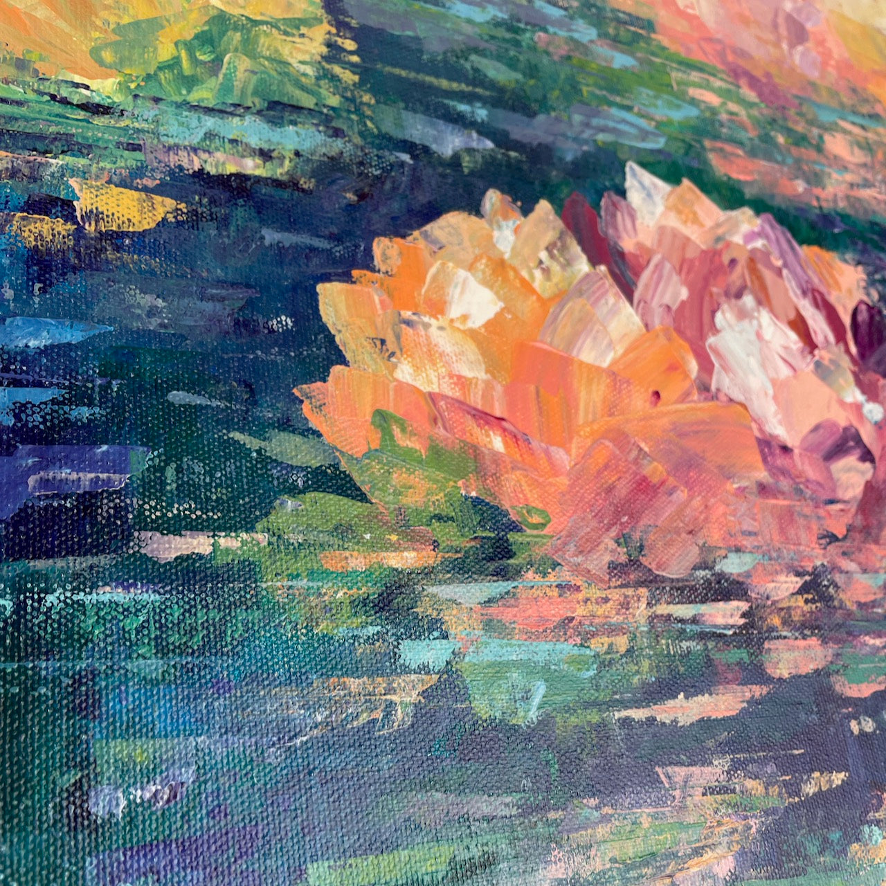 Lily pond. Indigo. Print