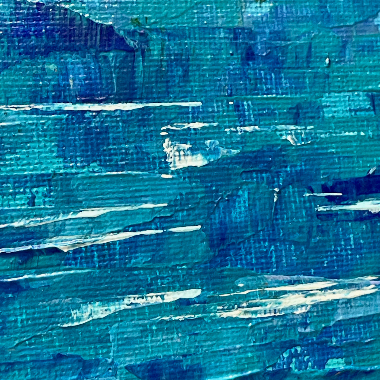 Deep water. Sailboat... Optimistic original acrylic abstract seascape ocean sailboat painting on canvas