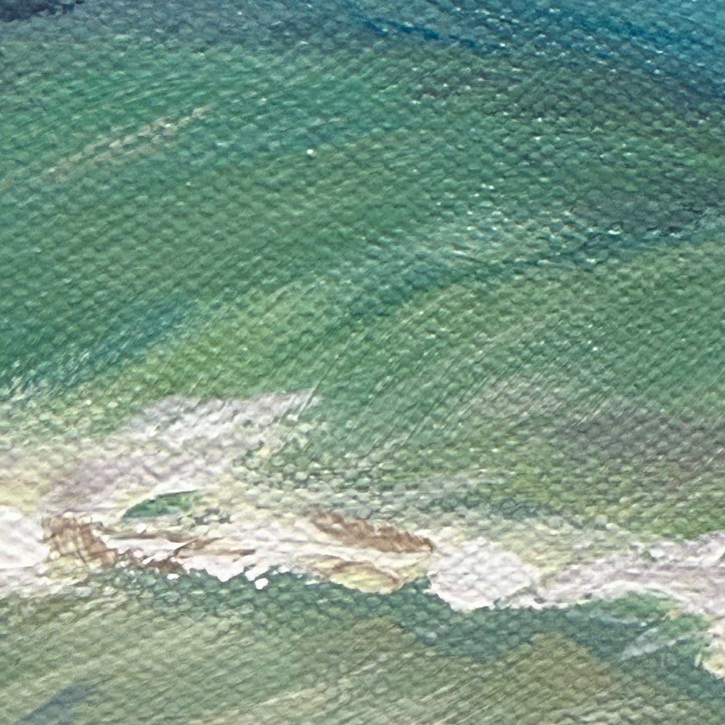 Silky sand. Wall art, decor, original optimistic signed seascape painting on canvas, ocean, shore, beach, blue