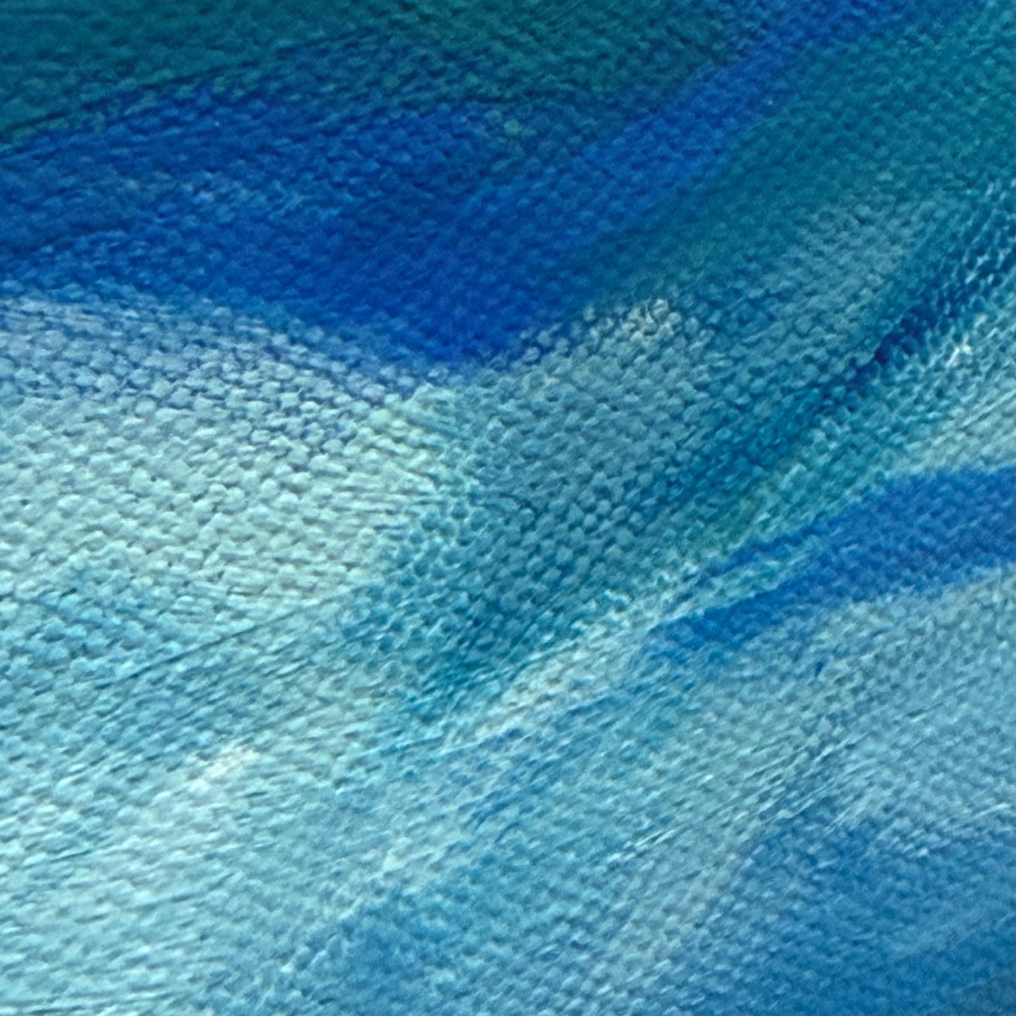 Silky sand. Wall art, decor, original optimistic signed seascape painting on canvas, ocean, shore, beach, blue