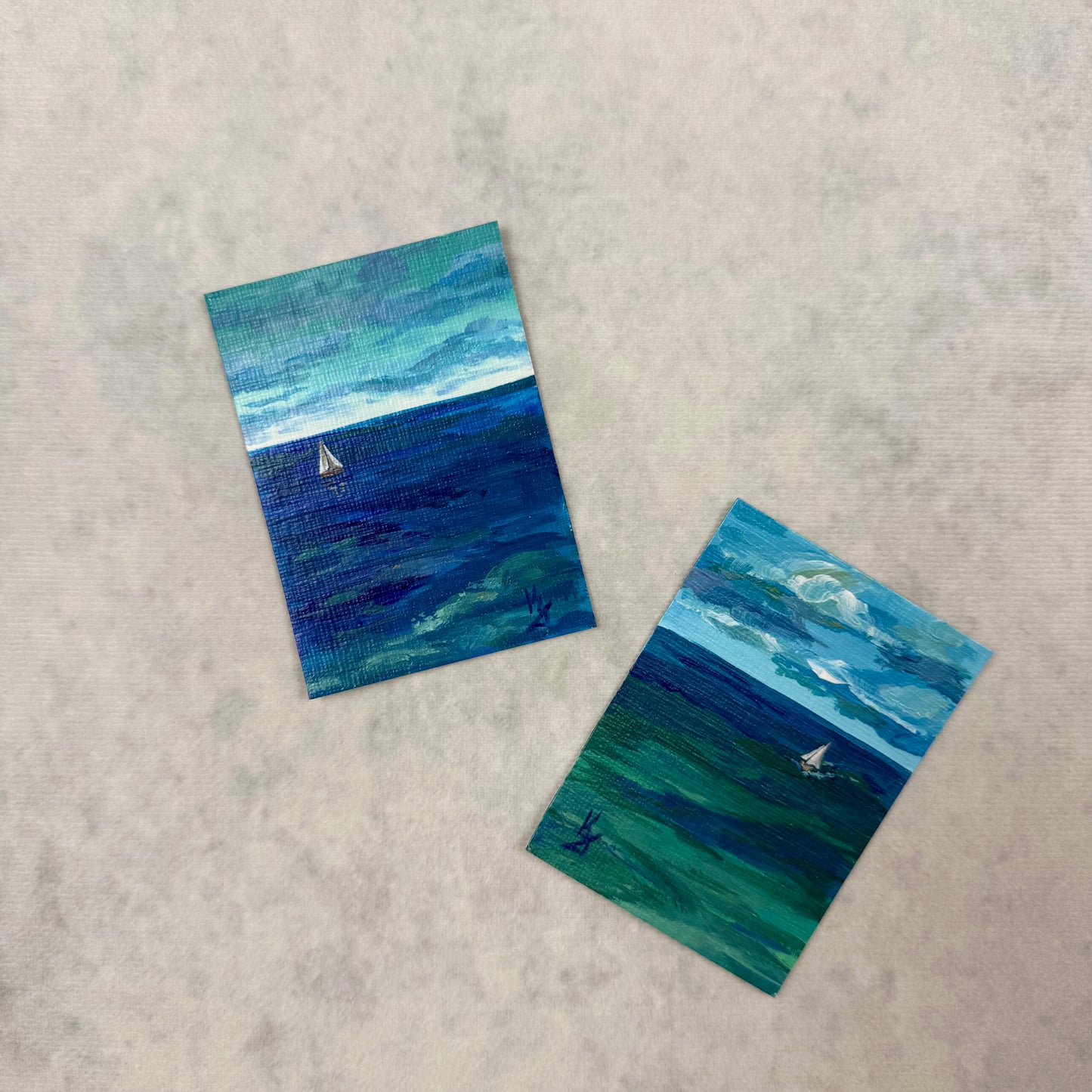 Deep water. Sailboat miniature