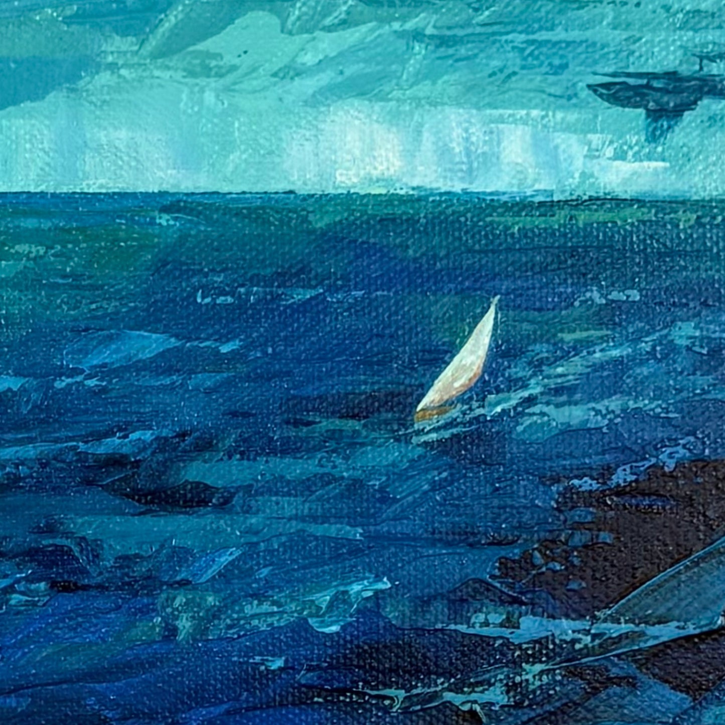 Sailboat. Teal