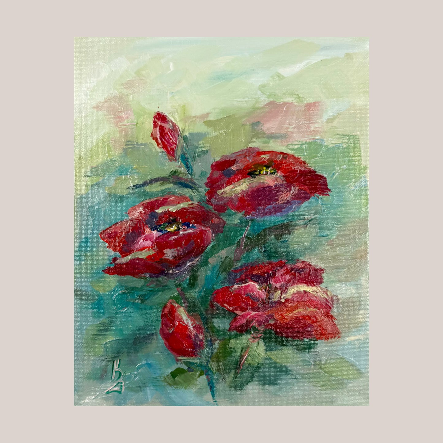Crimson eustoma blooms